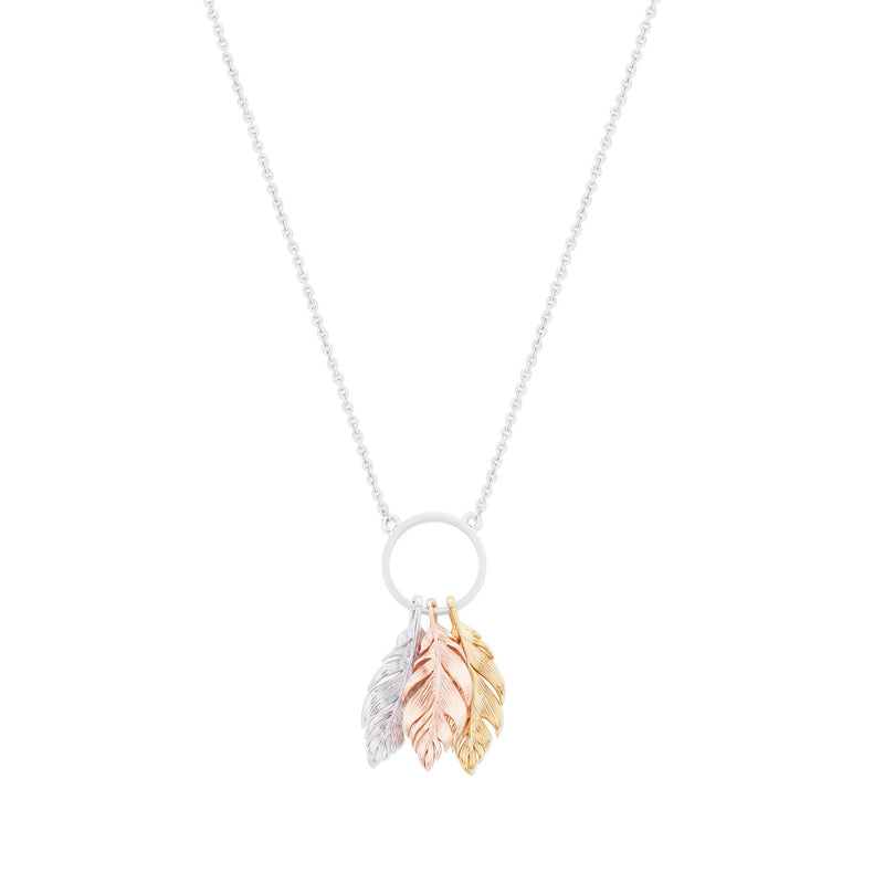 Tipperary Feather Pendant Silver, Gold & Rose 158788