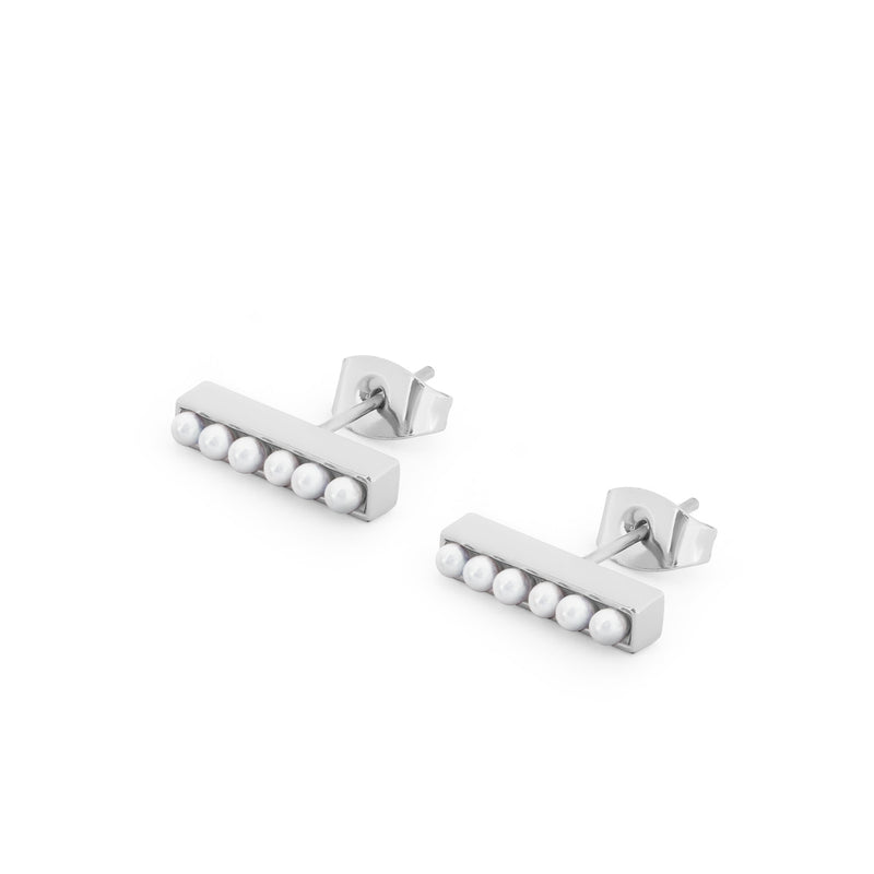Tipperary Crystal Silver Pearl Bar Earrings 160408