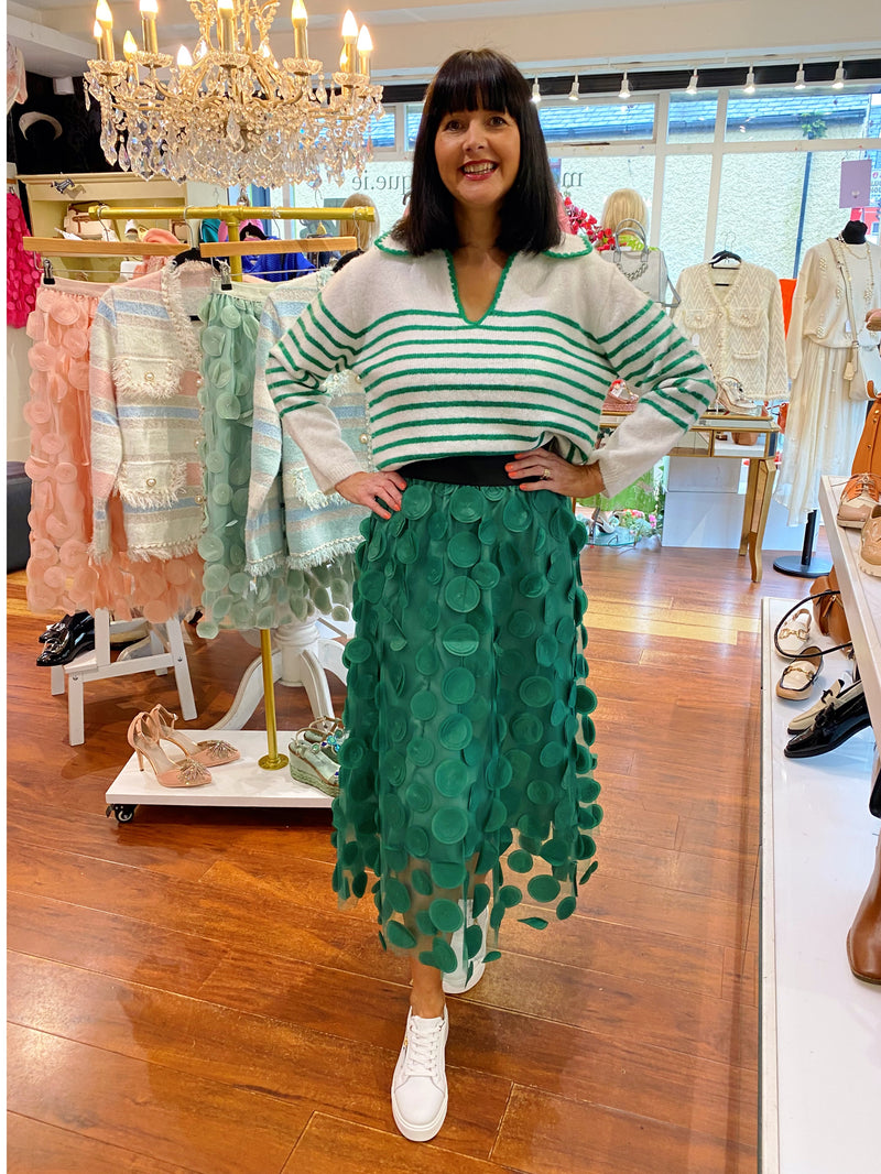 Bridget Appliqué Skirt - Emerald Green