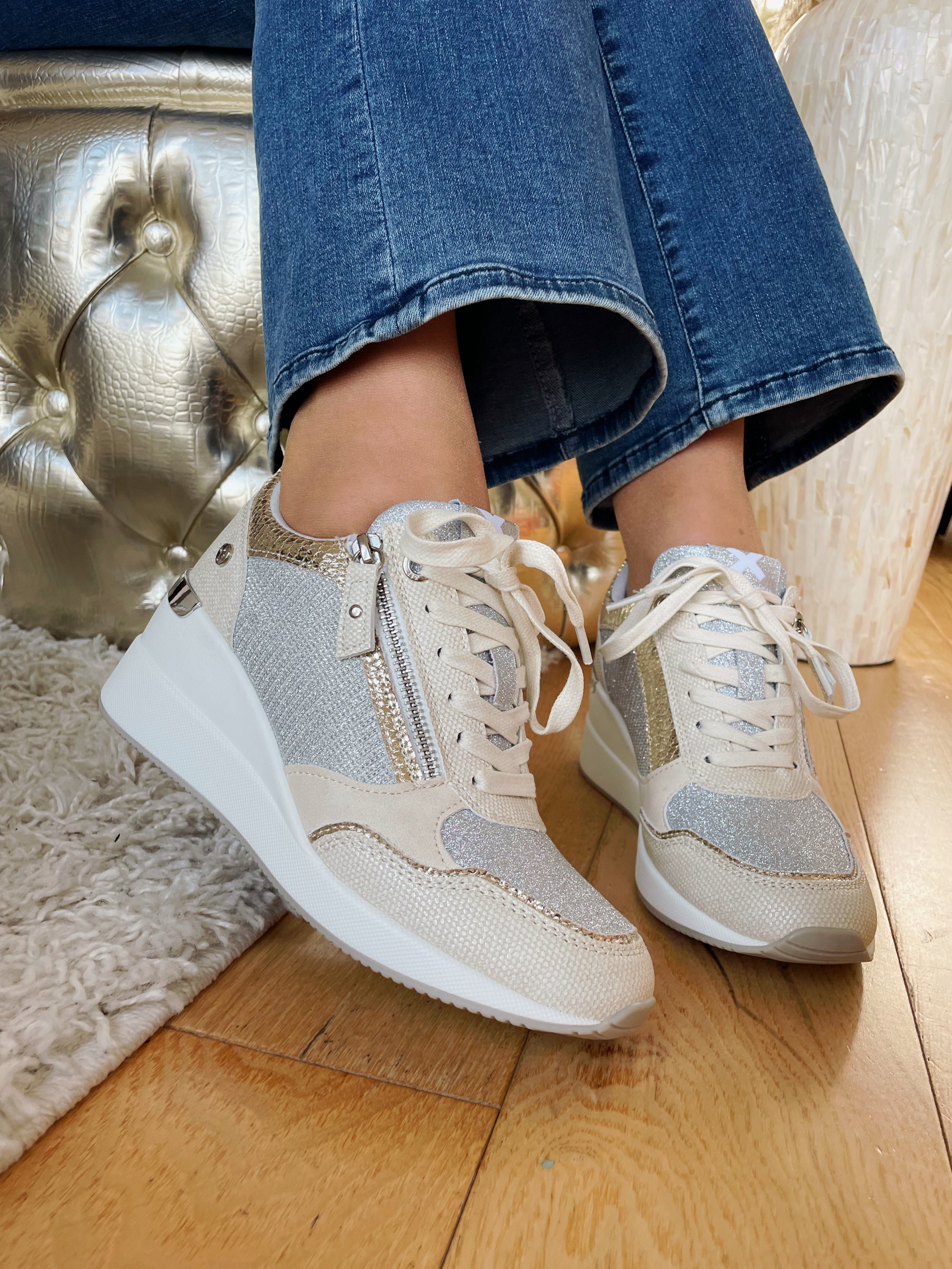 Gold best sale wedge trainers