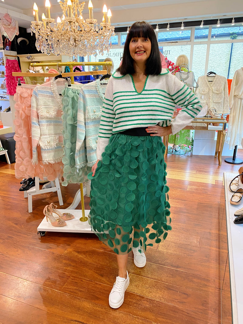 Bridget Appliqué Skirt - Emerald Green