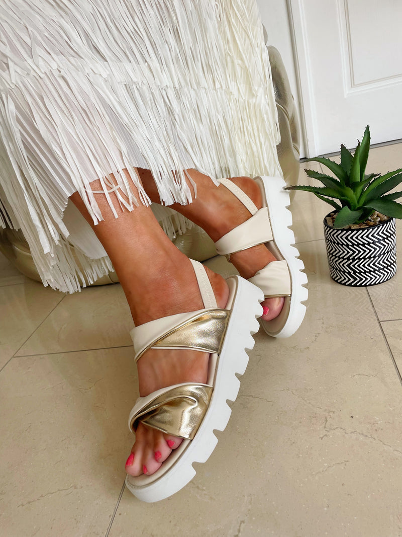 Heavenly Feet 'Sonia' Stone Gold Sandal