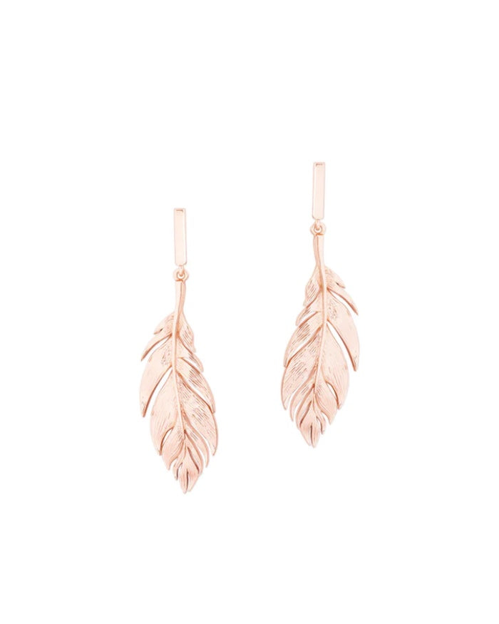 Tipperary Feather Drop Earrings Rose 158689