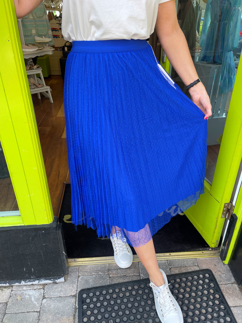 Vera Reversible Polka Dot & Tulle Skirt - Royal Blue