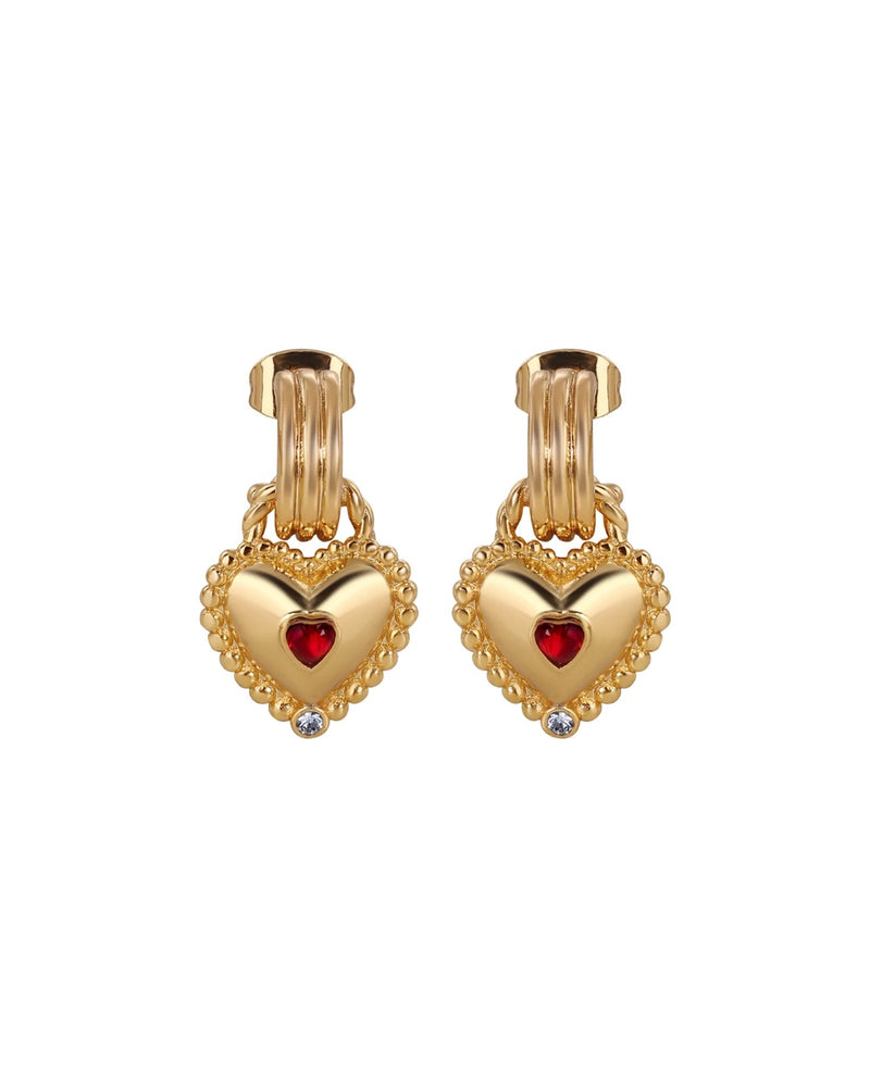 Newbridge Heart Drop Earrings with Ruby Red Stones ER8841