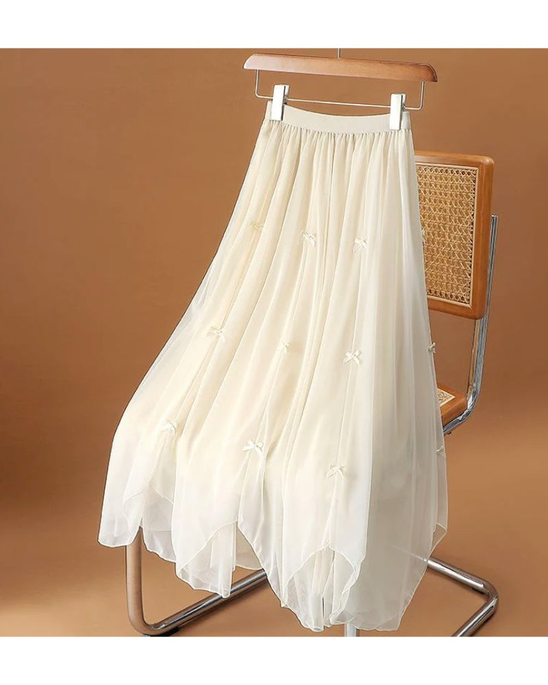 Rebecca Tulle & Bow Skirt - Cream