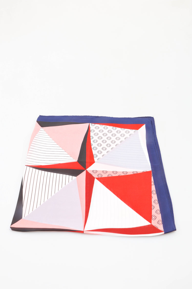 Jess Printed Neck Scarf - Navy & Red