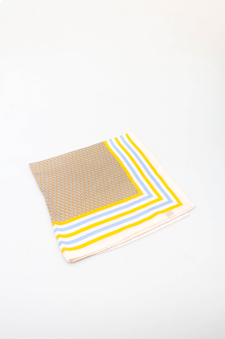Emma Printed Neck Scarf - Yellow & Blue
