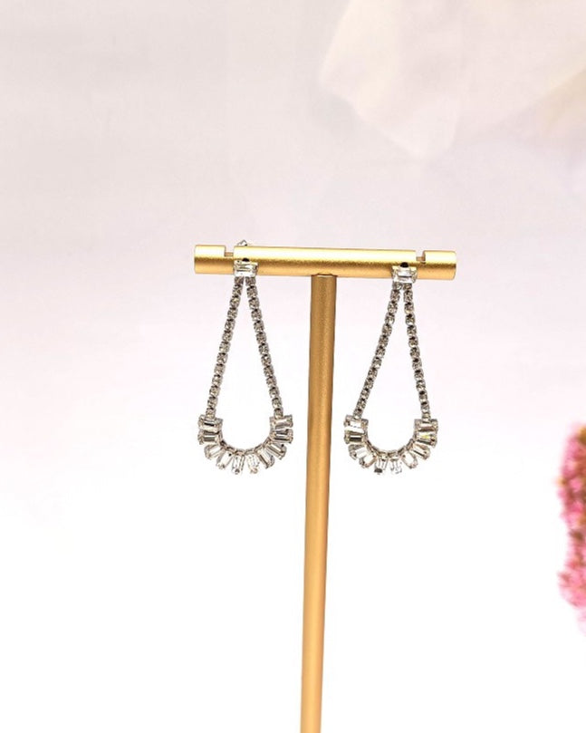 Mimi Chandelier Crystal Drop Earrings - Silver