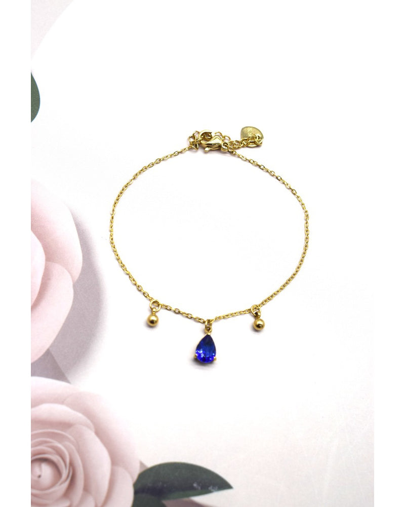 Maca Pear Drop Crystal Bracelet - Sapphire