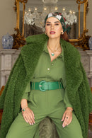 Absolute Malachite & Diamante Pendant Bracelet - Gold & Green B2398EM