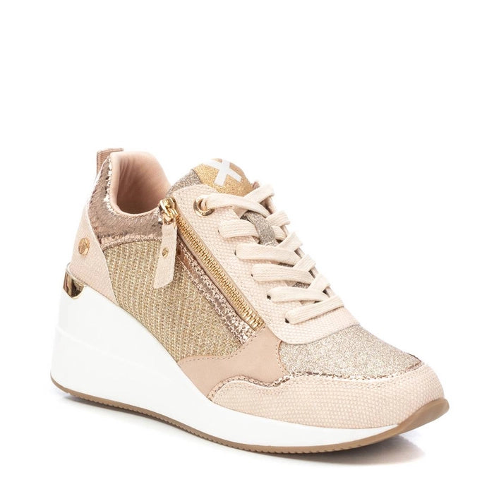 XTI Wedge Trainer Beige & Rose Gold 142280