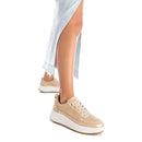 XTI Trainer  -  Gold Woven Wedge Trainer 142882