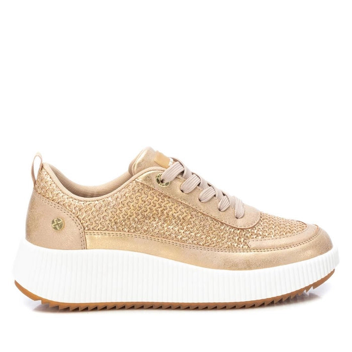 XTI Trainer  -  Gold Woven Wedge Trainer 142882
