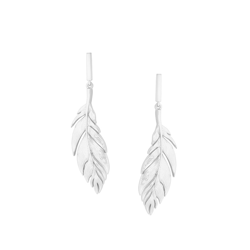 Tipperary Feather Drop Earrings Silver 158696