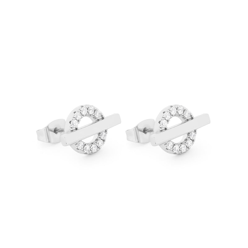 Tipperary Crystal Silver Circle & Bar Earrings 160385