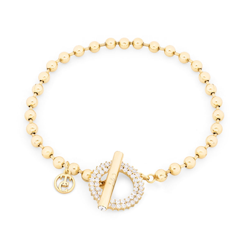 Tipperary Crystal Bead T-Bar Gold Bracelet 166684