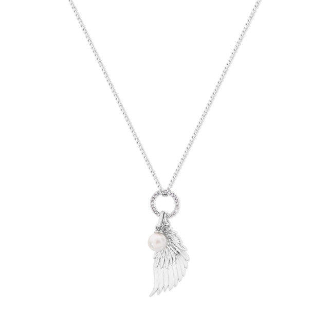 Tipperary Angel Wing Crystal & Pearl Silver Pendant 167773