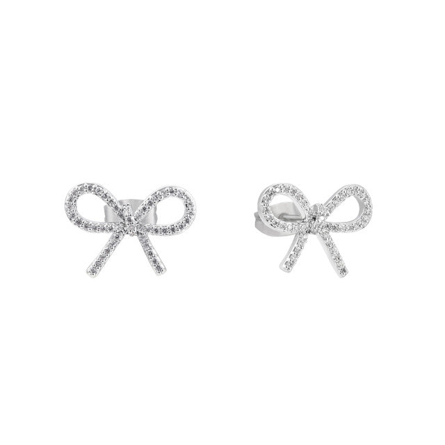 Tipperary Bow - Cz Earrings Silver