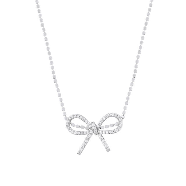 Tipperary Bow - Ball Chain Necklace Silver