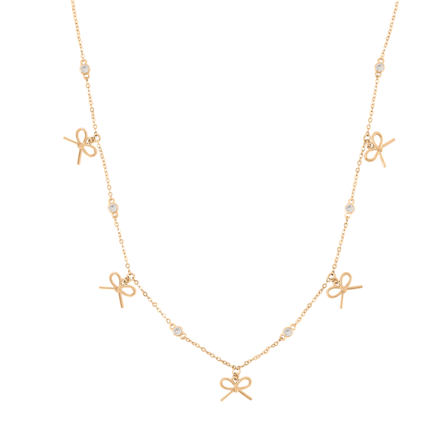 Tipperary Bow - Five Bow Necklace Gold