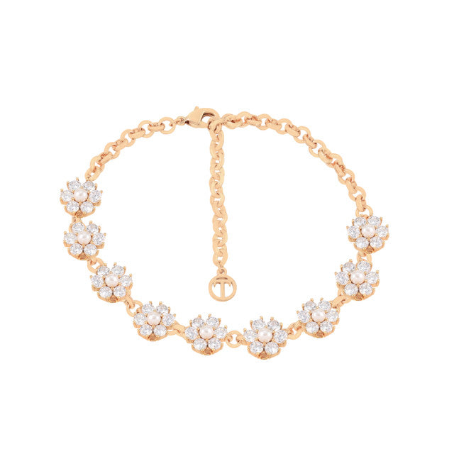 Tipperary cz Daisy & Pearl Gold Bracelet