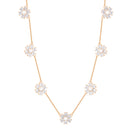 Tipperary Crystal - Cz & Pearl 7 Daisy Necklace Gold