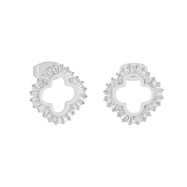 TC Maureen O'Hara CZ Cut out Flower Earrings Silver 185562