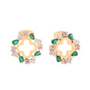 TC Maureen O'Hara Emerald Cz Flower Earrings Gold 185609