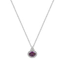 Tipperary Crystal Silver Necklace Oval Purple 198579