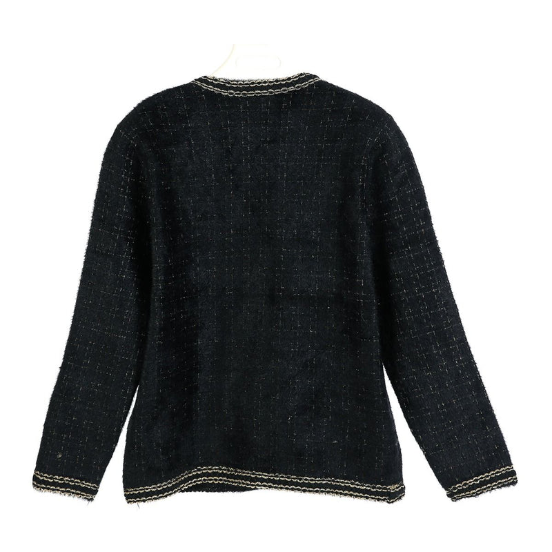 Daisy Gold Tweed Knitted Jacket  - Black