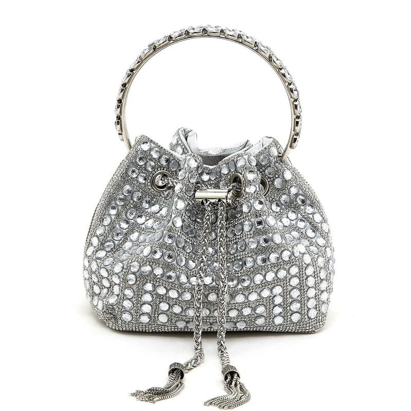 Kylie Crystal Pouch Bag - Silver