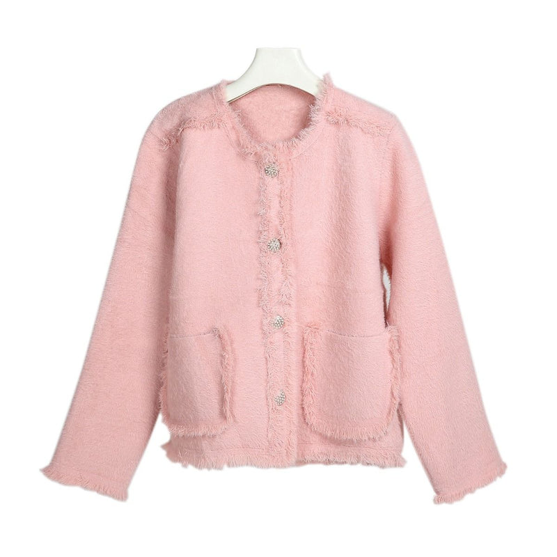 Melody Pearl Knitted Jacket - Pink