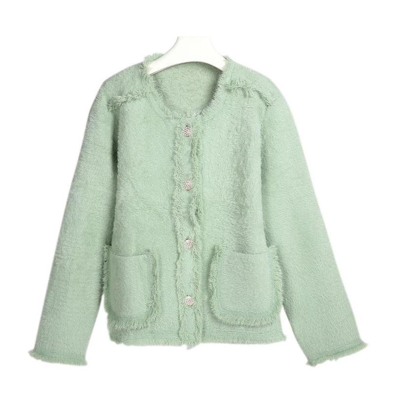 Melody Pearl Knitted Jacket - Sage