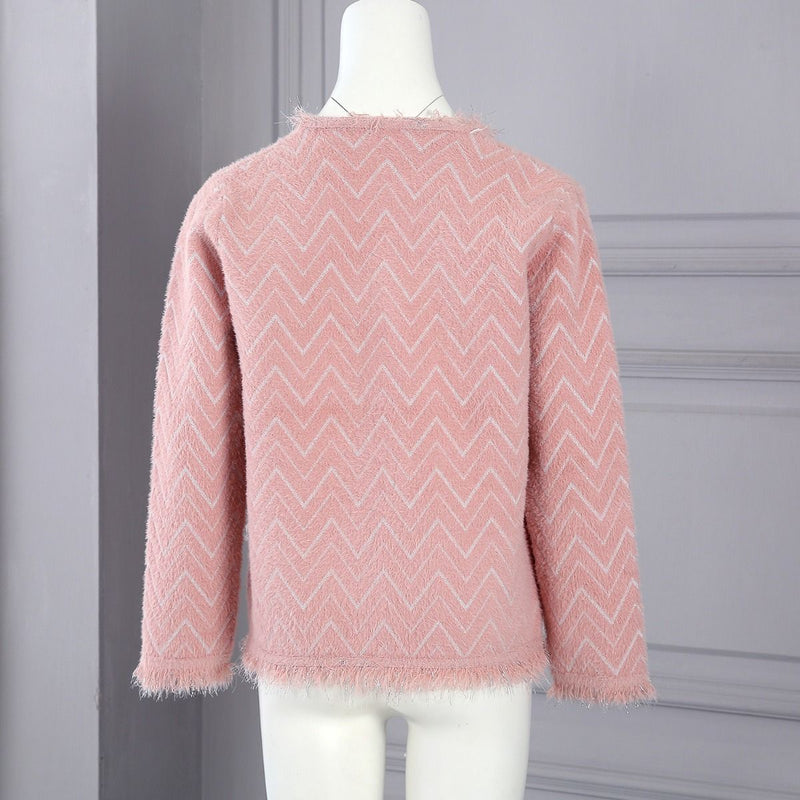 Vivian Pattern Pearl Knitted Jacket - Pink