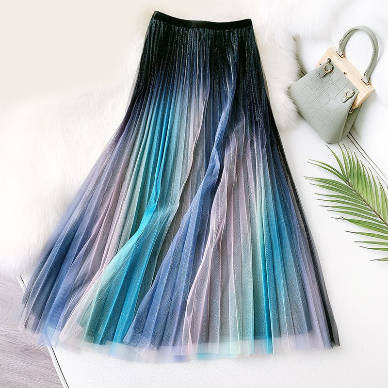 Pastel Metallic Ombre Tulle Skirt