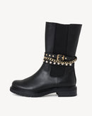Marco Tozzi Boot with Pearl Belt and Chain Detail - Black 2-25487-29