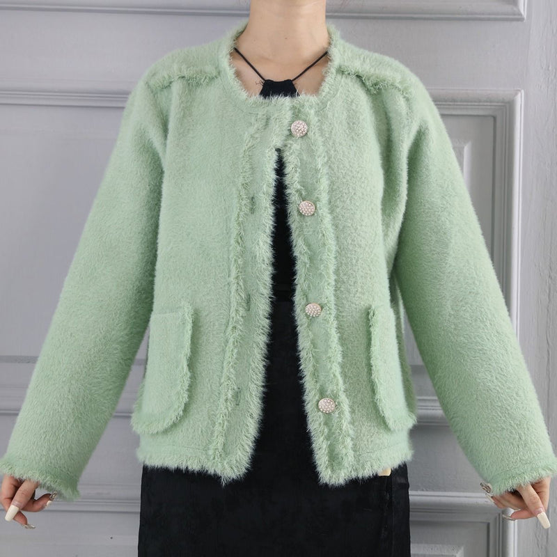 Melody Pearl Knitted Jacket - Sage