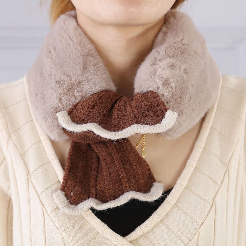 Eileen Faux Fur Snood Neck Scarf - Taupe