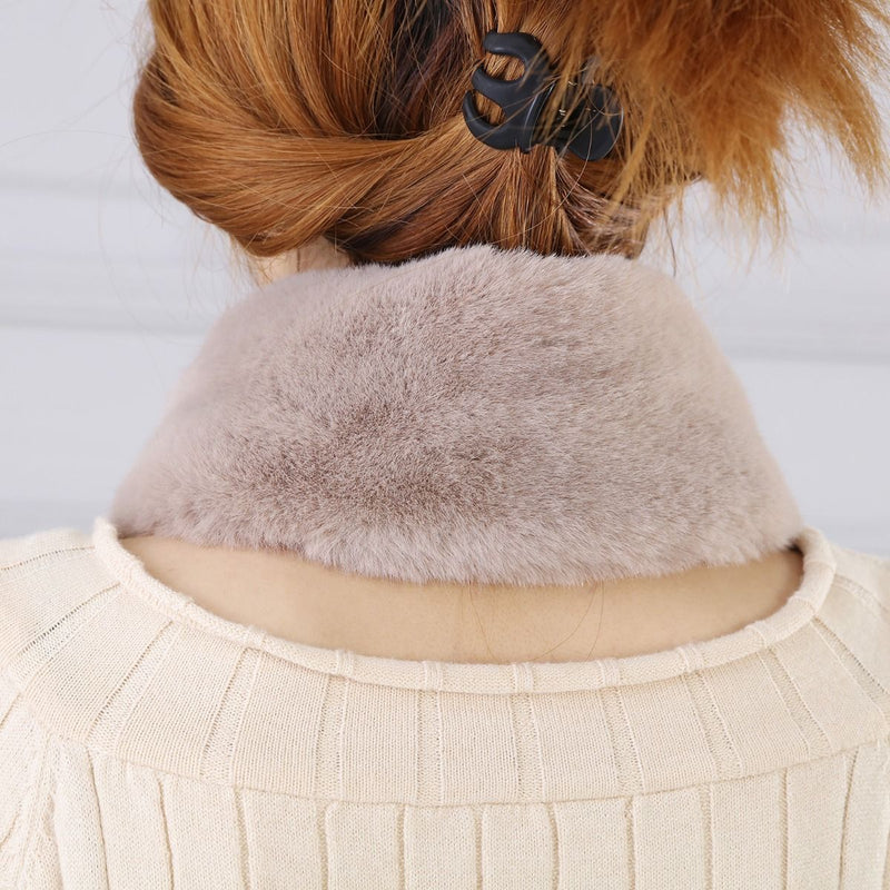 Eileen Faux Fur Snood Neck Scarf - Taupe