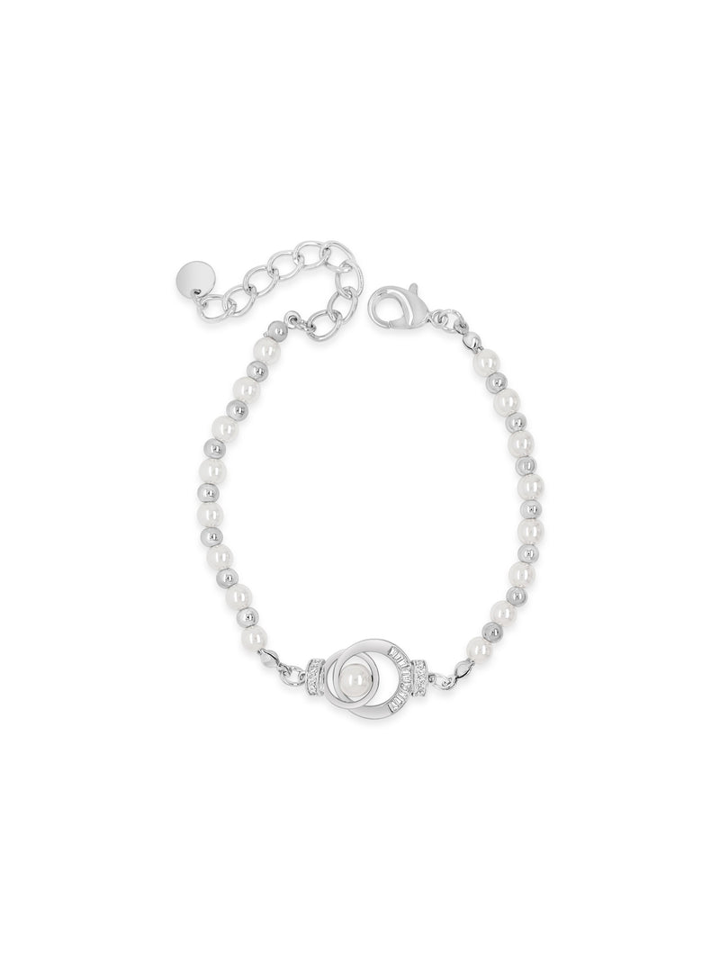 Absolute Pearl Beaded Bracelet  -  Silver & Pearl B2197SL