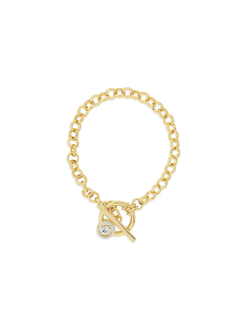 Absolute Diamanté T-Bar Chain Bracelet Gold B2199GL