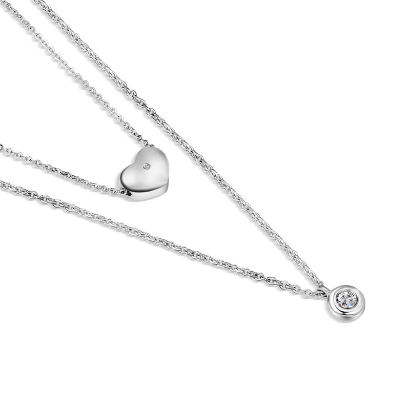 Newbridge Silver Plated Heart Pendant with Clear Stones P1024