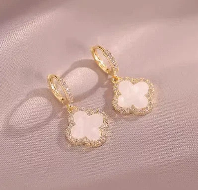 Lara Pearl & Diamante Floral Hoop Drop Earrings
