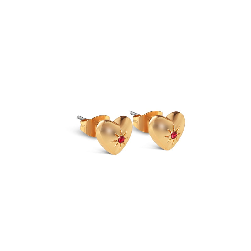 Newbridge Heart Stud Earrings with Ruby Red Stones ER8842