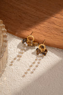 Abella Natural Stones & Pearls Drop Earrings - Brown