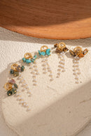 Abella Natural Stones & Pearls Drop Earrings - Brown
