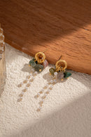 Abella Natural Stones & Pearls Drop Earrings - Multi Coloured