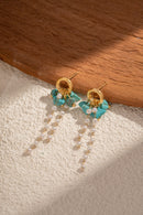 Abella Natural Stones & Pearls Drop Earrings - Turqouise