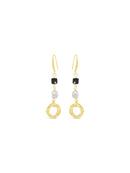 Absolute Black Bead & Pearl Drop Earrings - Gold E2288JT
